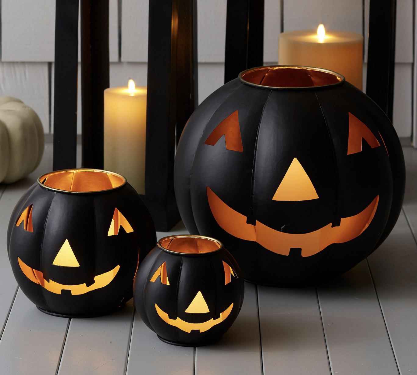 Metal Jack-O-Lantern Candle Holders